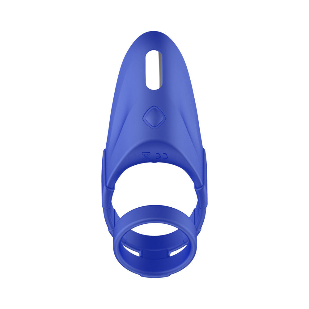 Forto F-48 Rechargeable Silicone Perineum Vibrating Double Cockring Blue