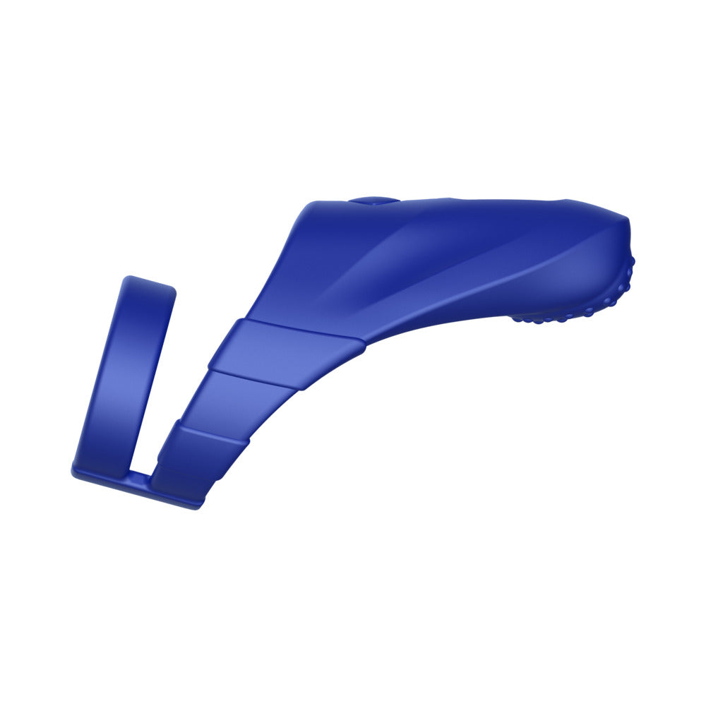 Forto F-48 Rechargeable Silicone Perineum Vibrating Double Cockring Blue