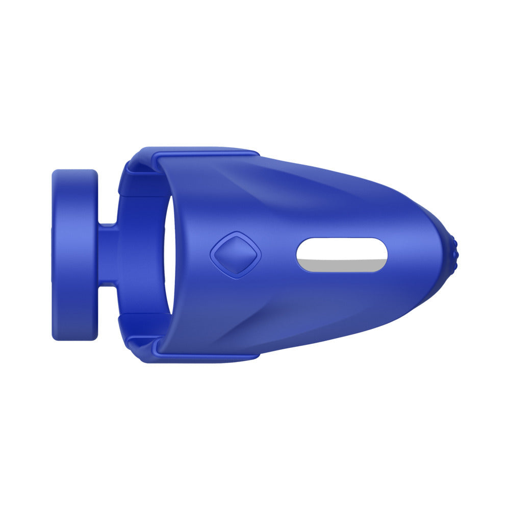 Forto F-48 Rechargeable Silicone Perineum Vibrating Double Cockring Blue