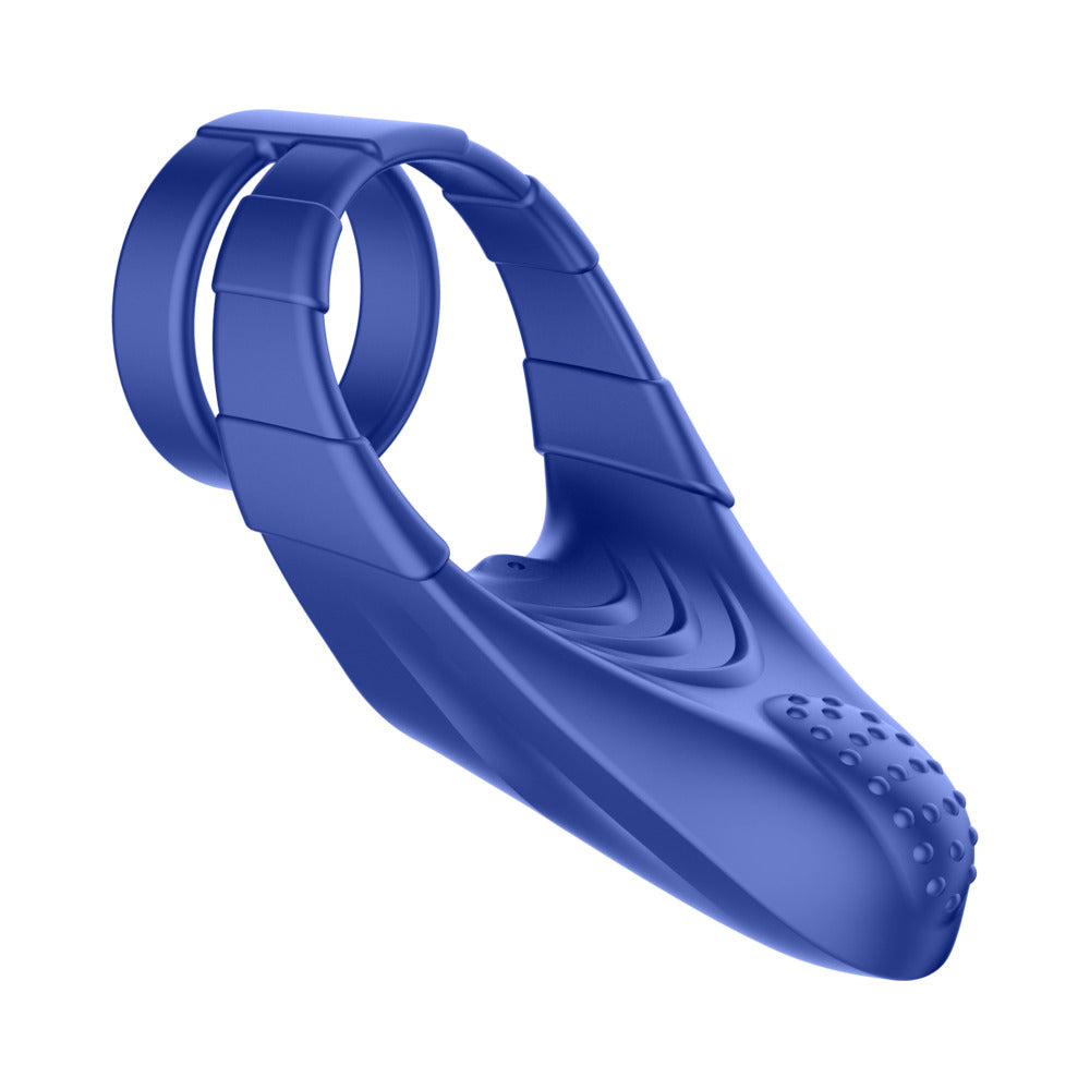 Forto F-48 Rechargeable Silicone Perineum Vibrating Double Cockring Blue
