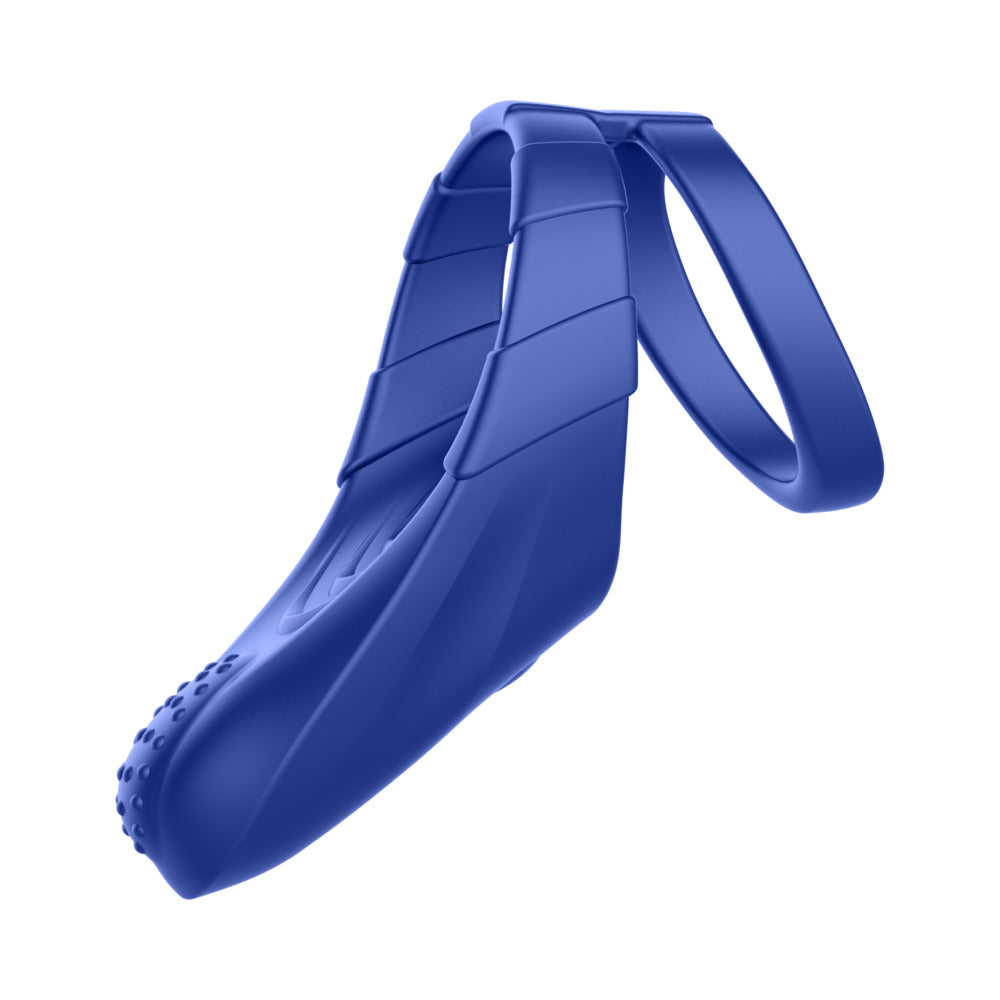 Forto F-48 Rechargeable Silicone Perineum Vibrating Double Cockring Blue