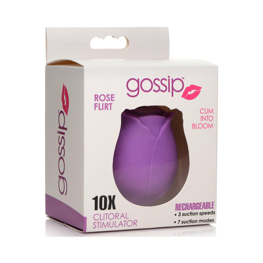 Curve Toys Gossip Cum Into Bloom Rechargeable Silicone Clitoral Stimulator Rose Flirt Violet