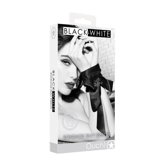 Ouch! Black & White Bondage Silky Ribbon Black