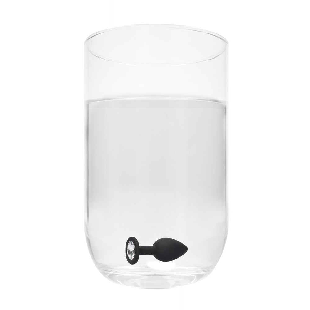 Ouch! Black & White Silicone Butt Plug With Removable Jewel Black
