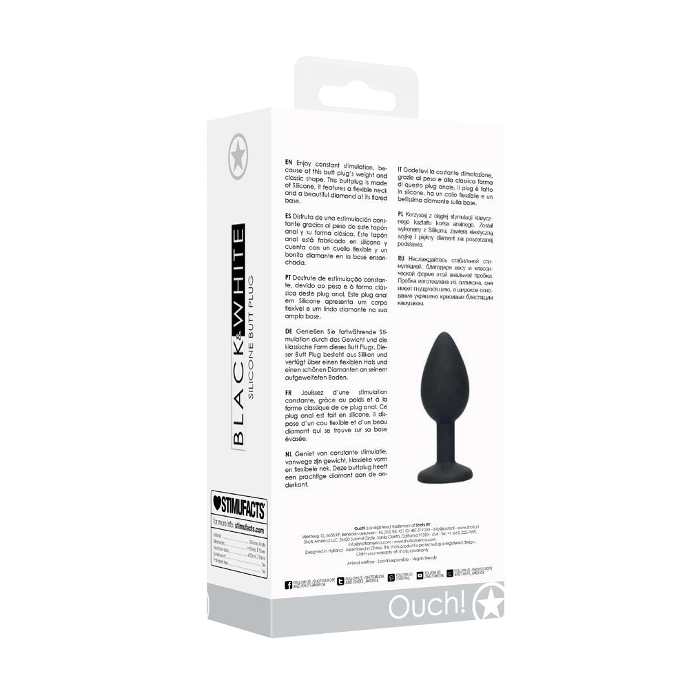 Ouch B&W Silicone Plug Removable Gem Blk