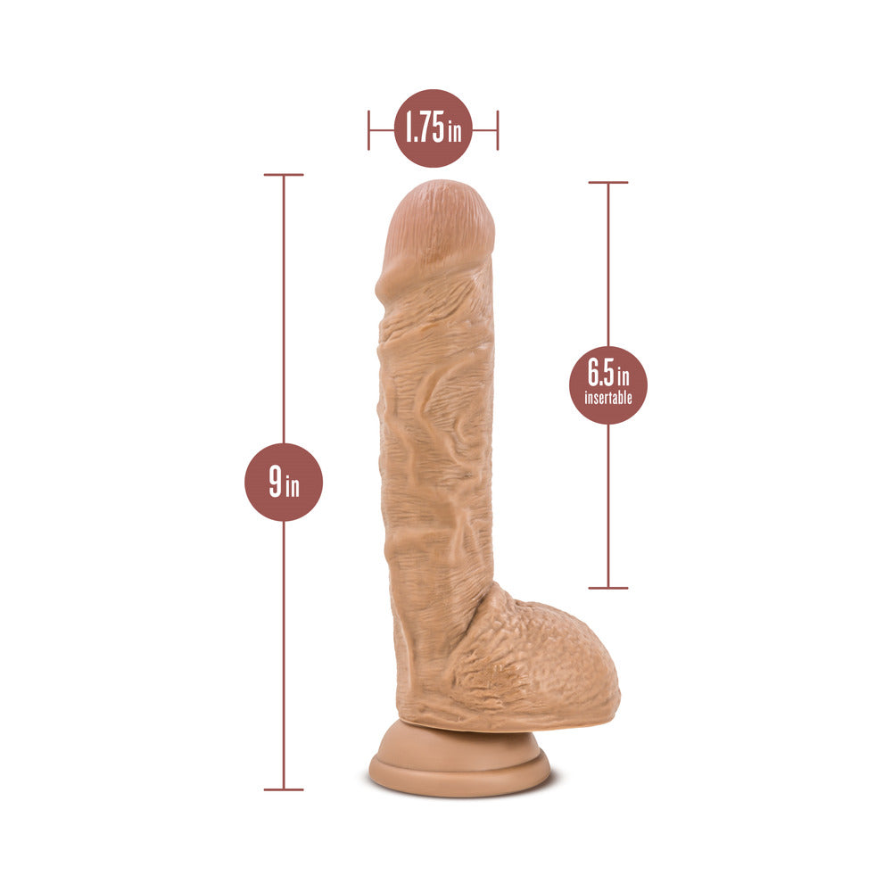 Au Naturel Big Billy 9 in. Posable Dual Density Dildo with Balls Tan