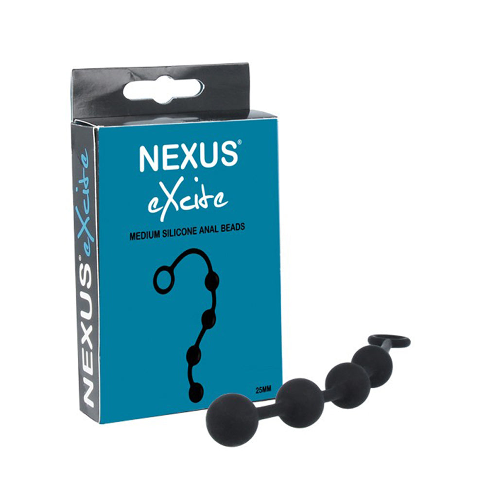 Nexus EXCITE Anal Beads Silicone Medium Black 