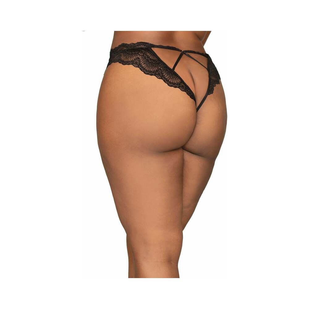 DG Lace Tenga Open-Crotch Panty Black 3X