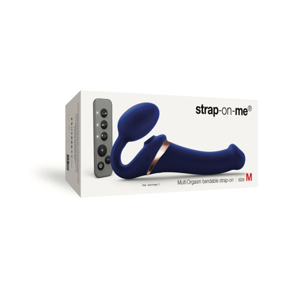 Strap-On-Me Rechargeable Remote-Controlled Multi Orgasm Bendable Strap-On Night Blue M