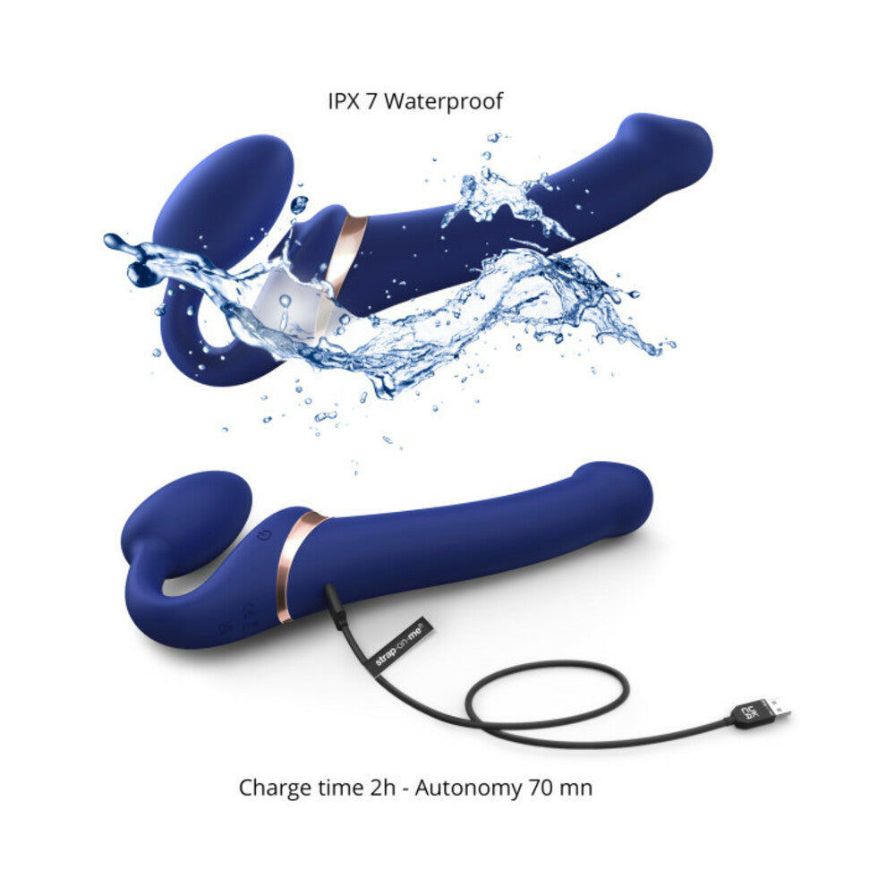 Strap-On-Me Rechargeable Remote-Controlled Multi Orgasm Bendable Strap-On Night Blue S