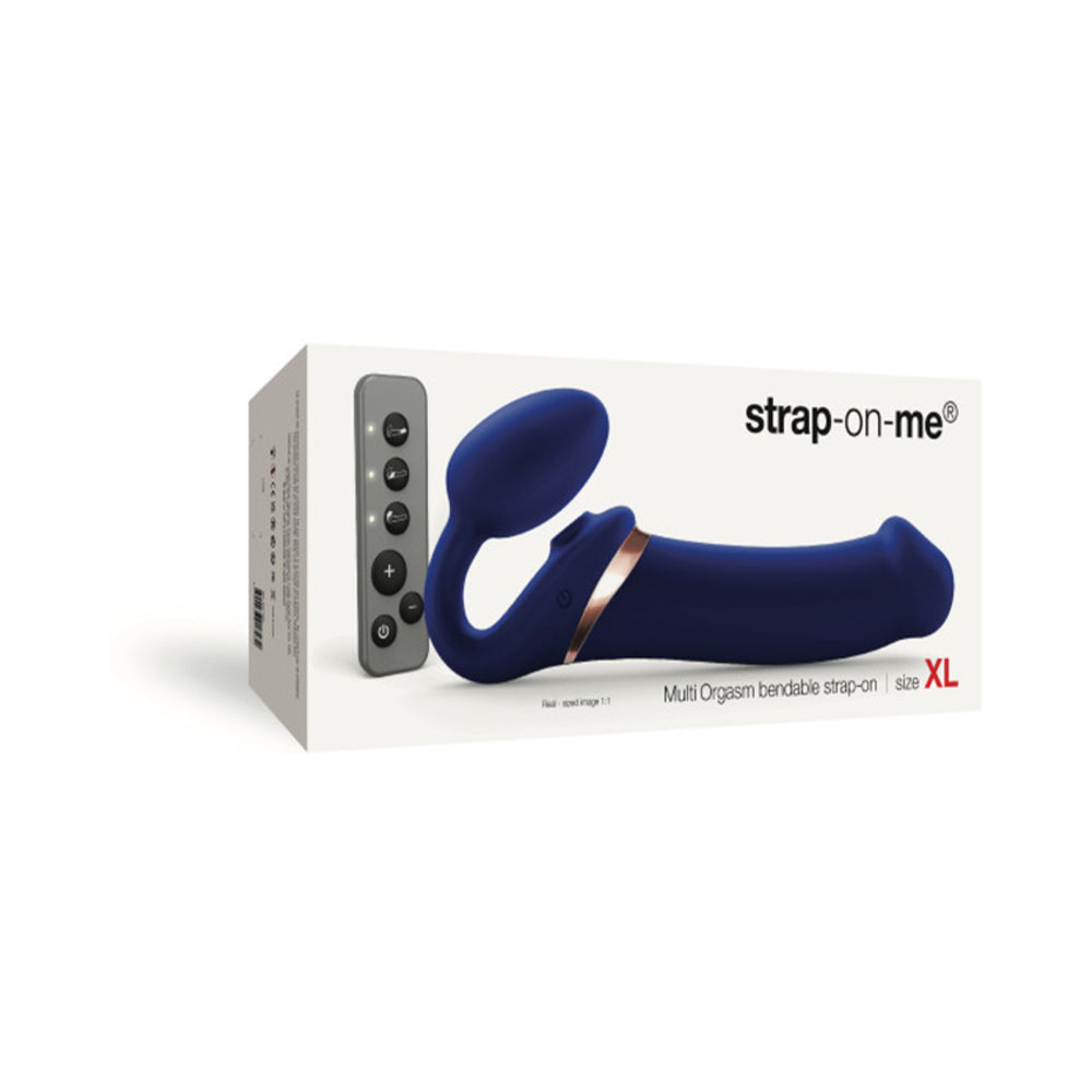 Strap-On-Me Rechargeable Remote-Controlled Multi Orgasm Bendable Strap-On Night Blue XL