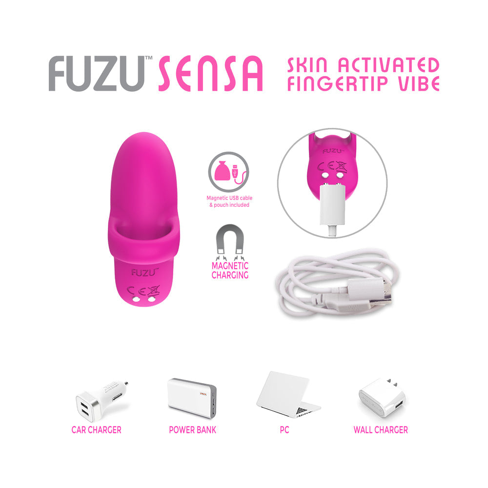 Vibrador para dedos activado por la piel Fuzu, color rosa