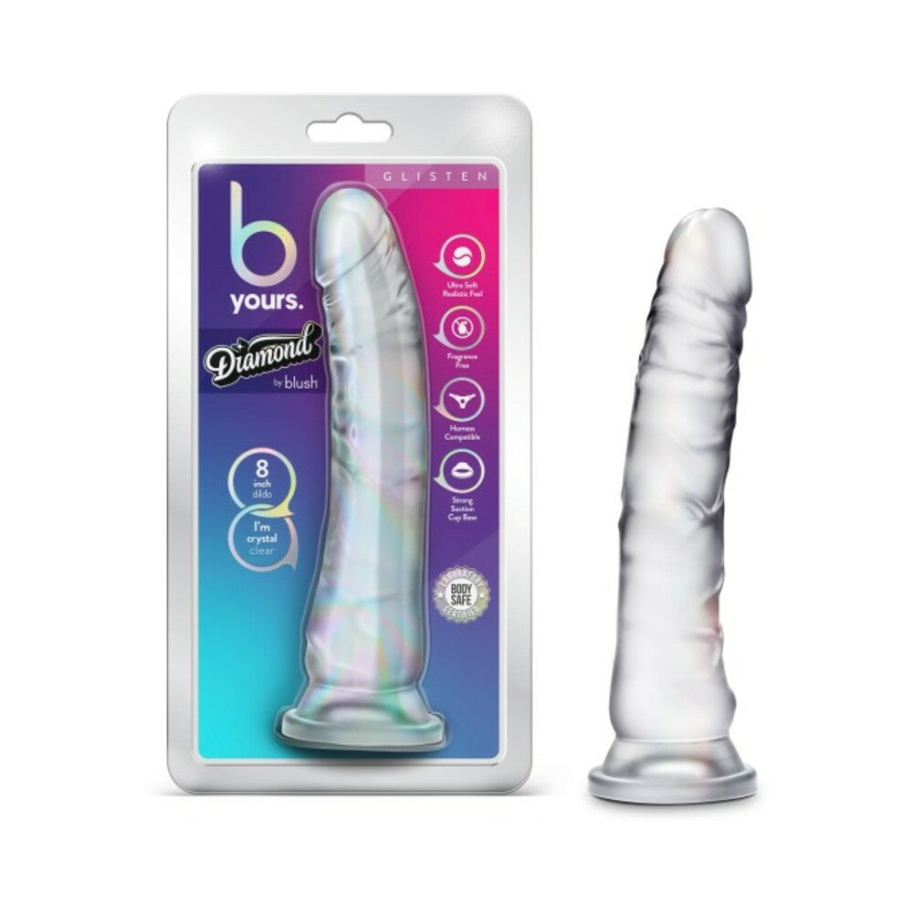 Blush B Yours Diamond Glisten 8 in. Dildo with Suction Cup Clear