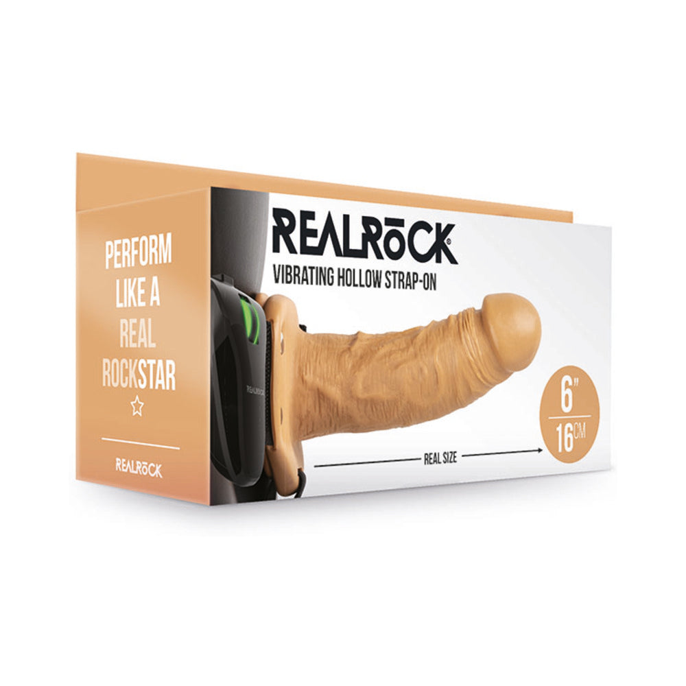 RealRock - Correa hueca vibratoria realista de 6 pulgadas, color bronceado