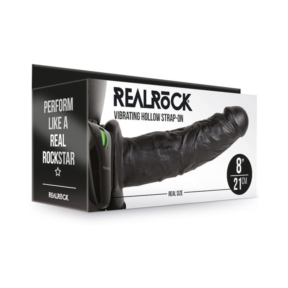 Correa hueca vibratoria realista RealRock de 8 pulgadas, color negro