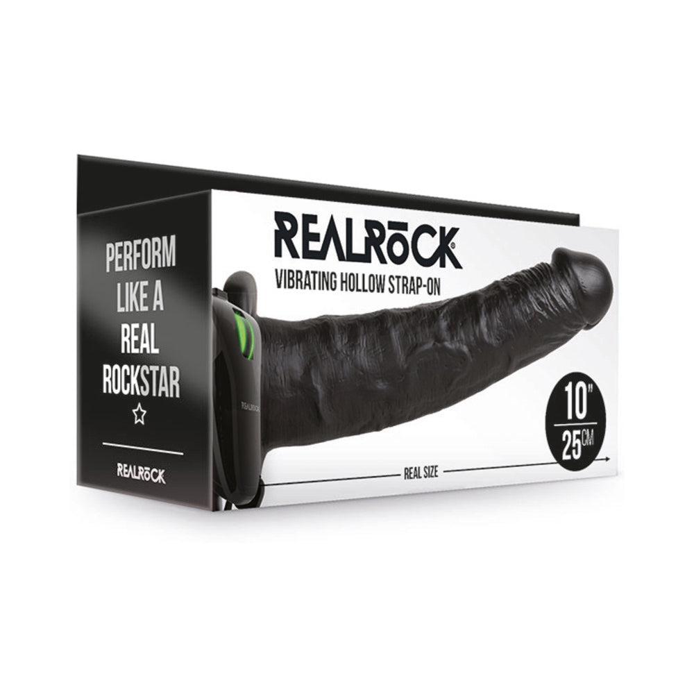 RealRock - Correa hueca vibratoria realista de 10 pulgadas, color negro