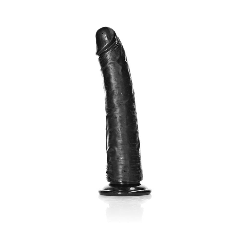 RealRock Realistic 7 in. Slim Dildo With Suction Cup Black