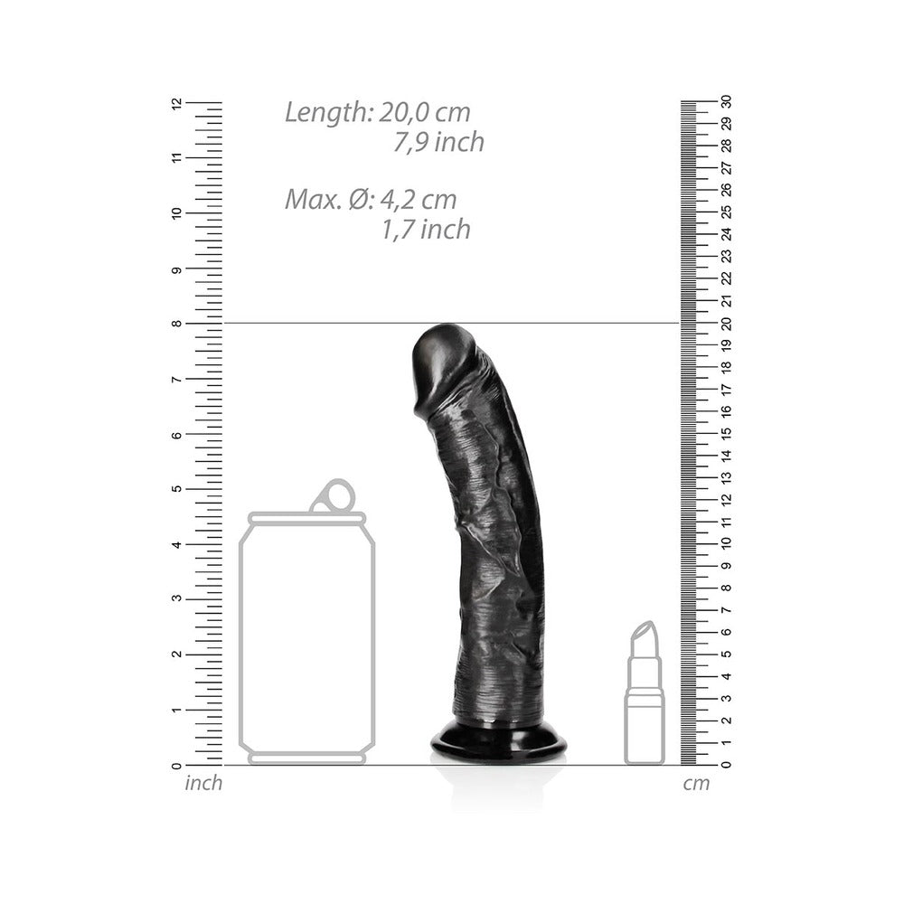 RealRock Realistic 7 in. Curved Dildo With Suction Cup Black