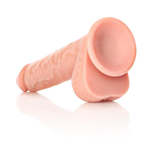 RealRock Realistic 10 in. Straight Dildo With Balls and Suction Cup Beige