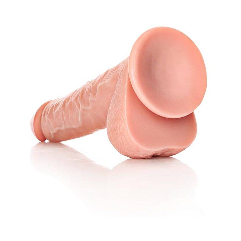 RealRock Realistic 12 in. Straight Dildo With Balls and Suction Cup Beige