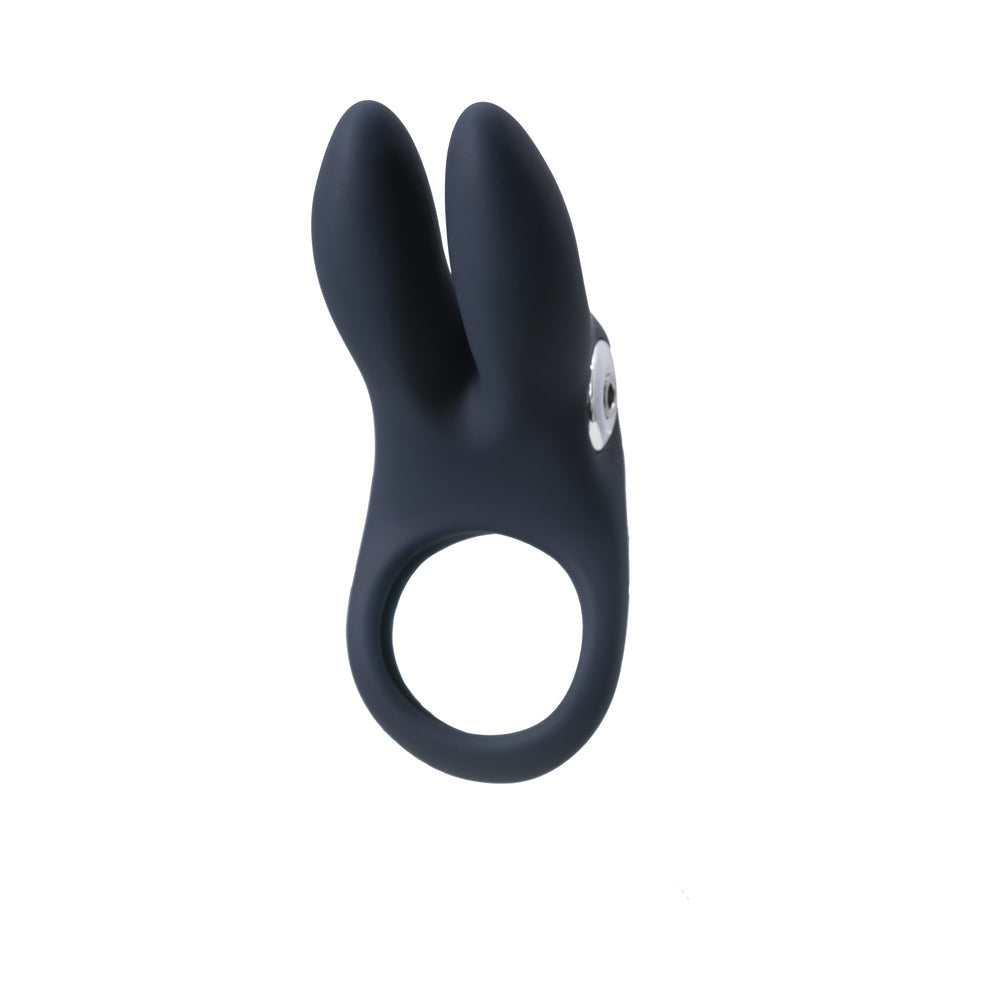 Anillo vibrador recargable Vedo Sexy Bunny con forma de C y color negro perla