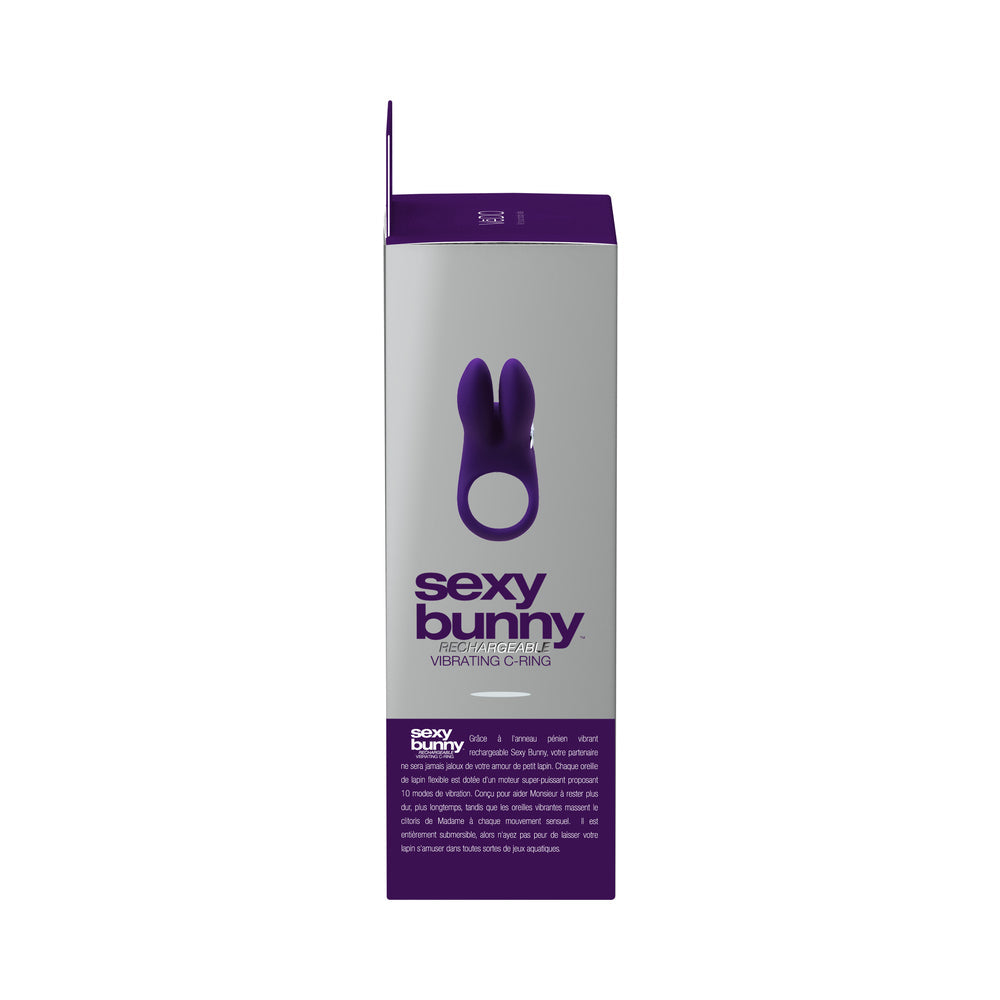 Anillo vibrador recargable Vedo Sexy Bunny en color morado oscuro