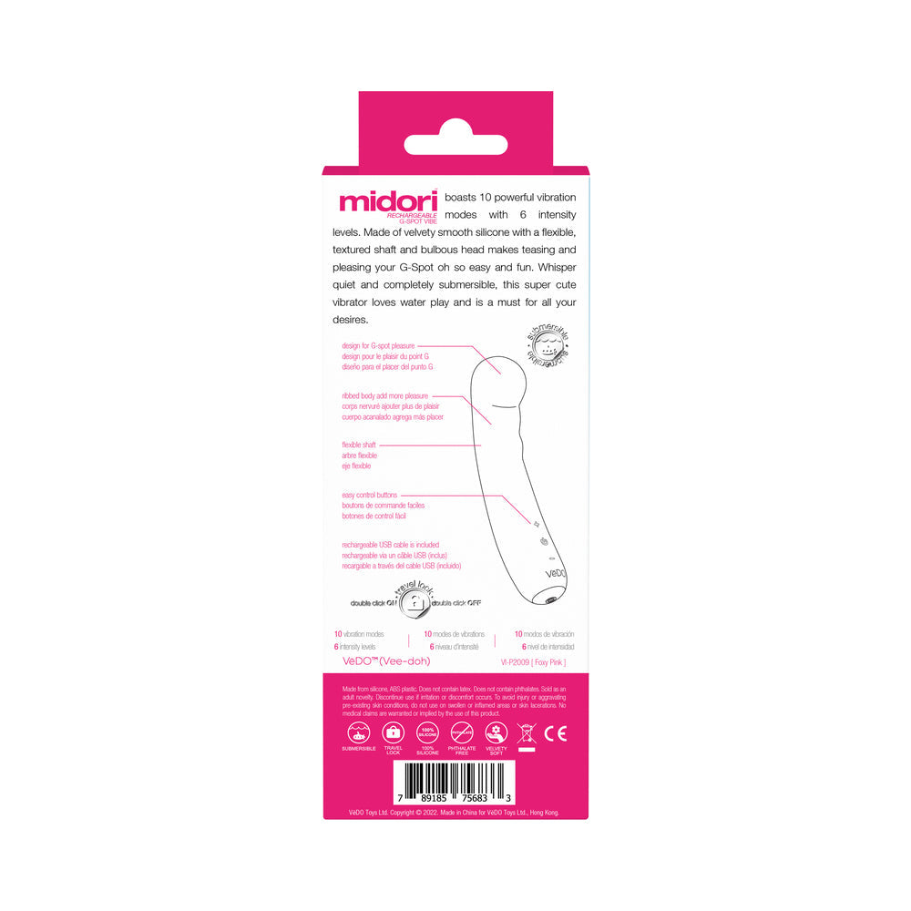 Vibrador para punto G recargable Vedo Midori, color rosa