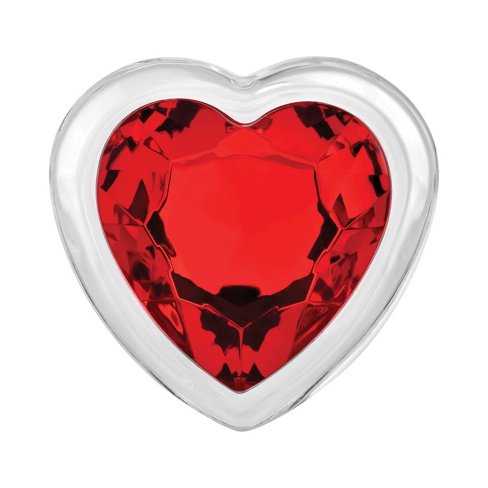 A&E Glass Anal Plug Red Gem Heart Large