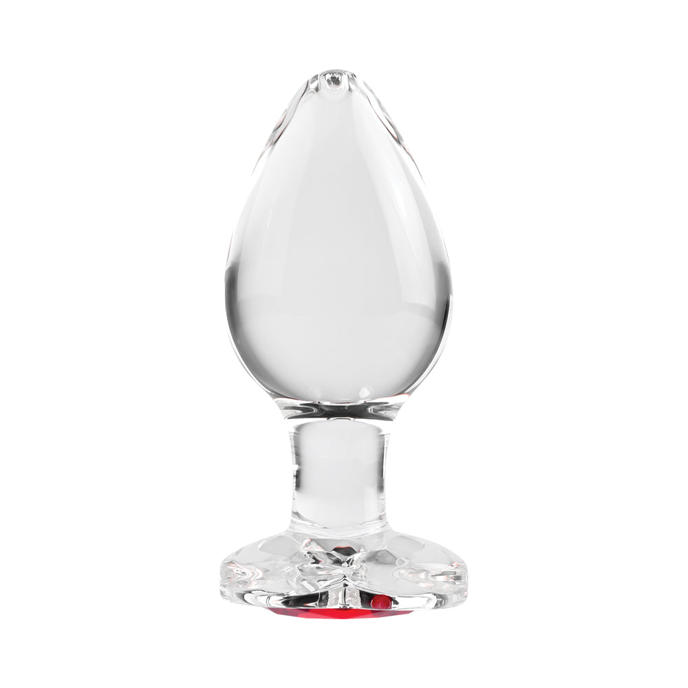 A&E Glass Anal Plug Red Gem Heart Large