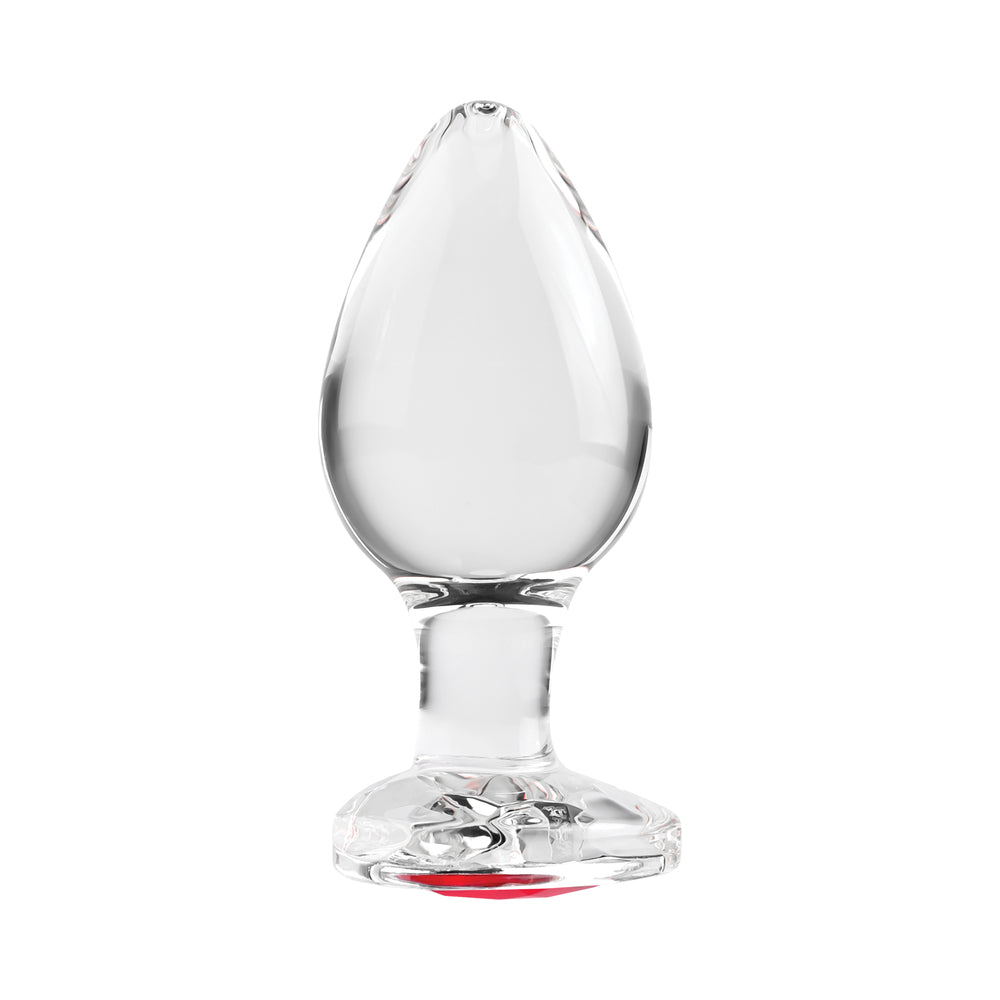 A&E Glass Anal Plug Red Gem Heart Large