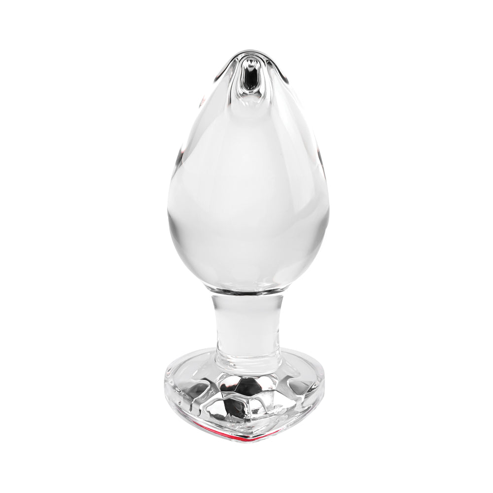 A&E Glass Anal Plug Red Gem Heart Large