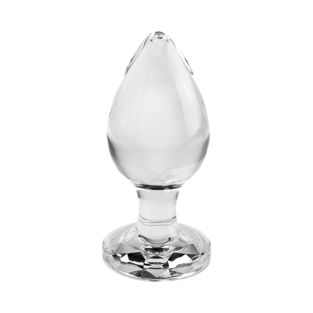 A&E Glass Anal Plug Pink Gem Base Large