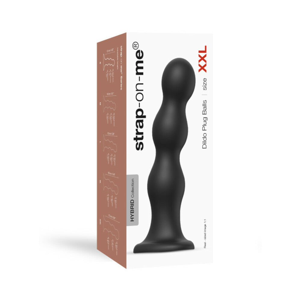 Strap-On-Me Hybrid Collection Silicone Dildo Plug Balls Black XXL