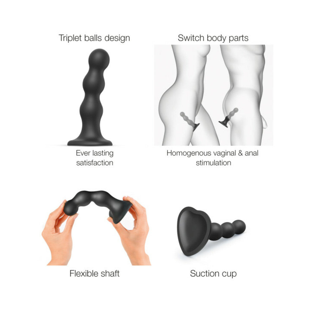 Strap-On-Me Hybrid Collection Silicone Dildo Plug Balls Black XX-Large