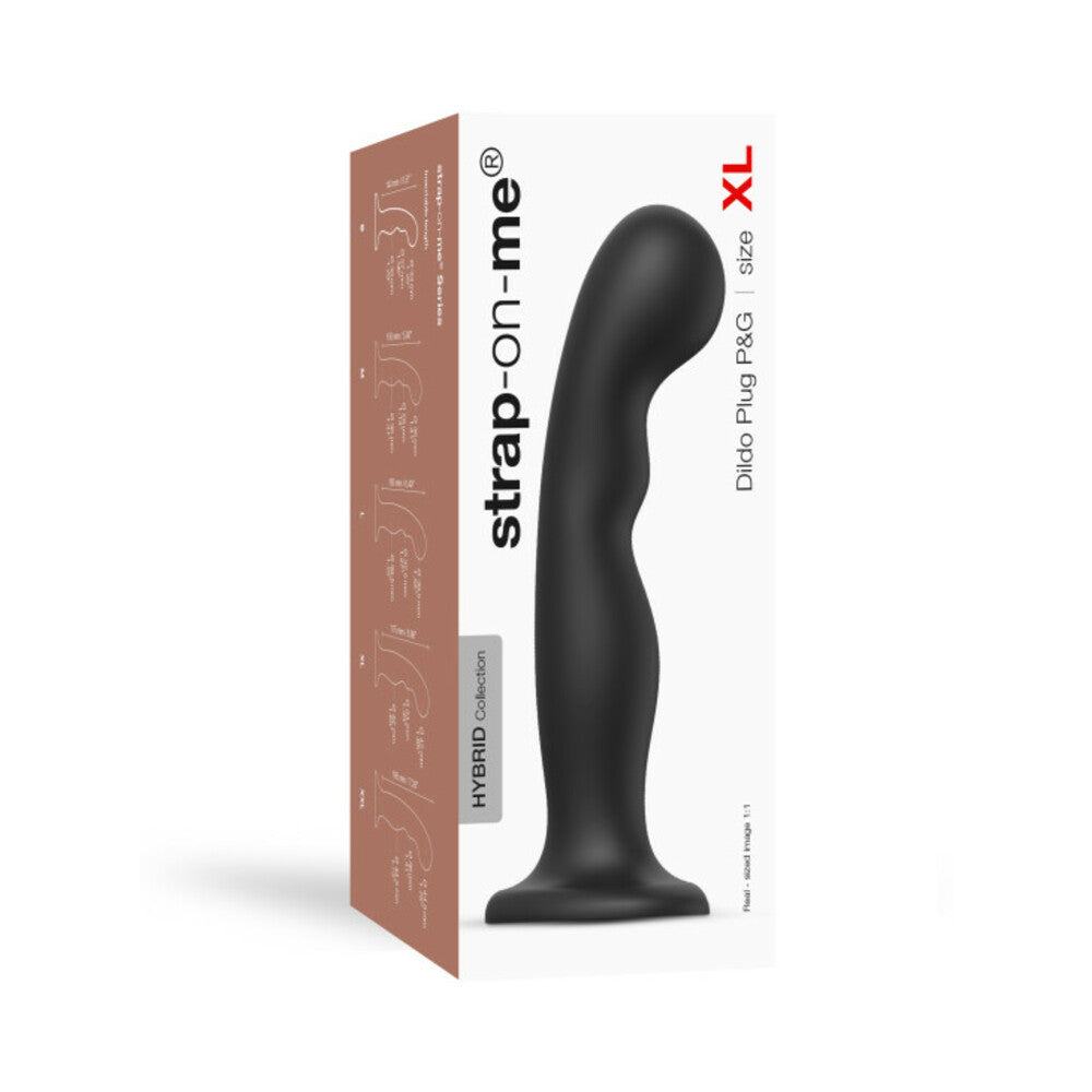 Strap-On-Me Hybrid Collection Silicone Dildo Plug P&G Black X-Large