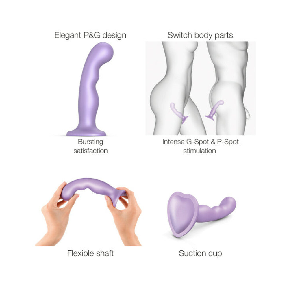Strap-On-Me Hybrid Collection Silicone Dildo Plug P&G Metallic Lilac Medium