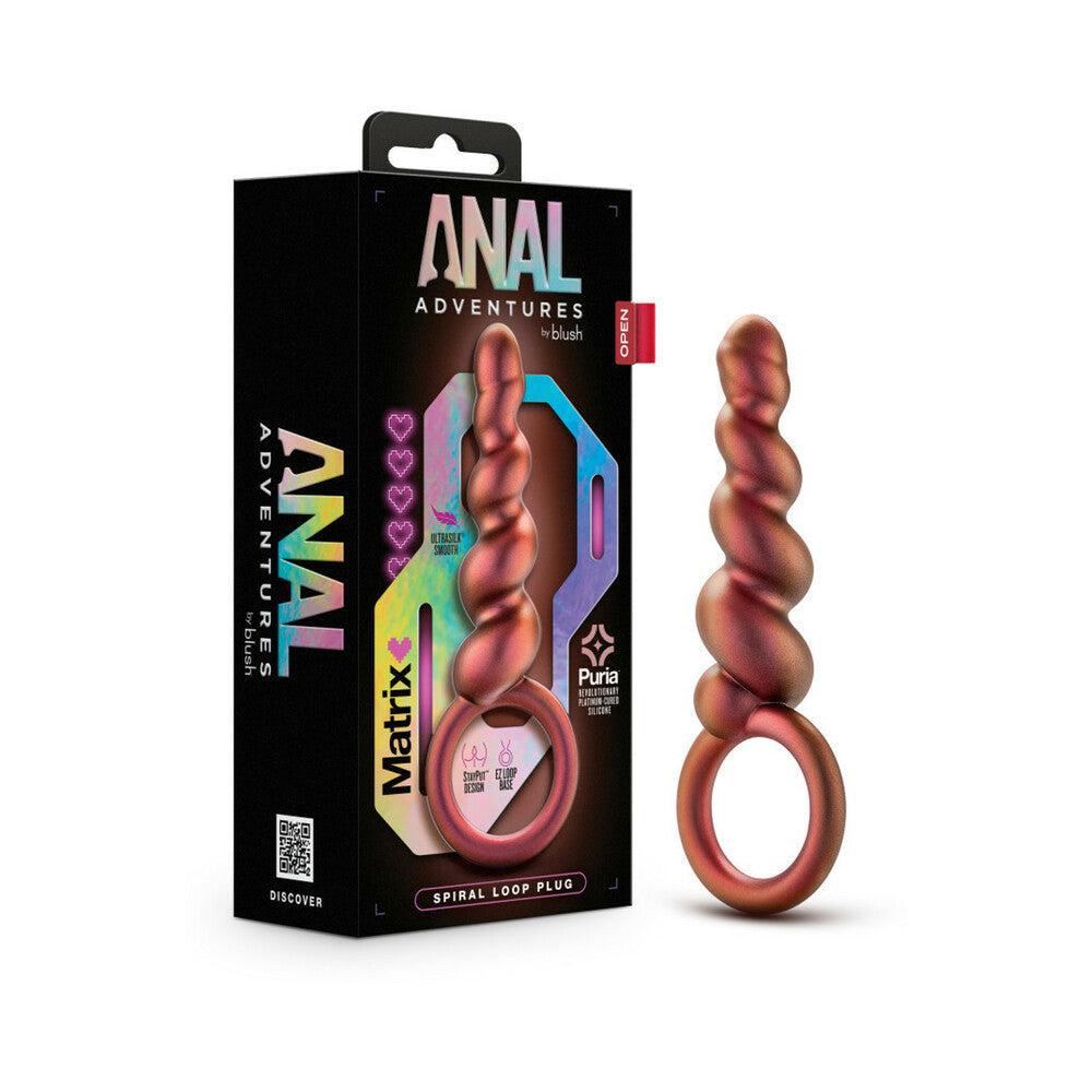 Anal Adventures Matrix Silicone Spiral Loop Plug Copper