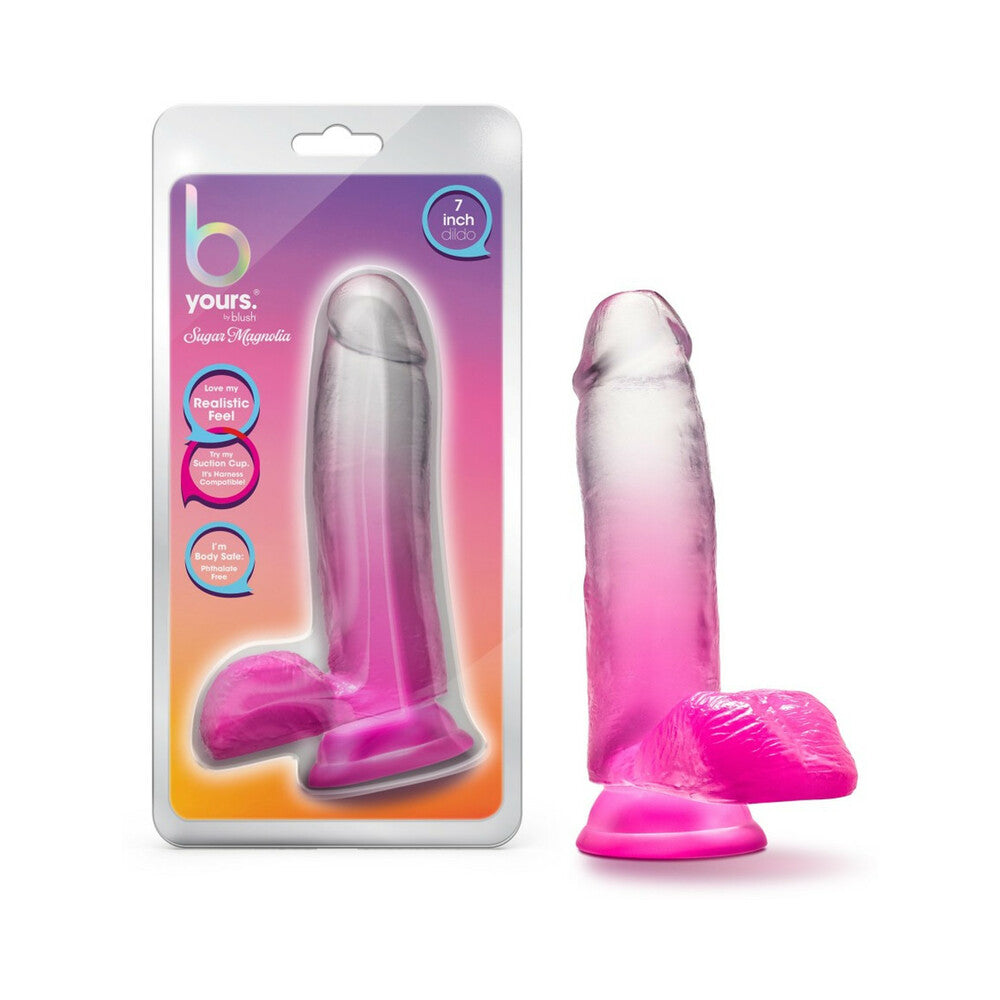 Blush B Yours Sugar Magnolia 7 in. Dildo with Balls & Suction Cup Fuchsia