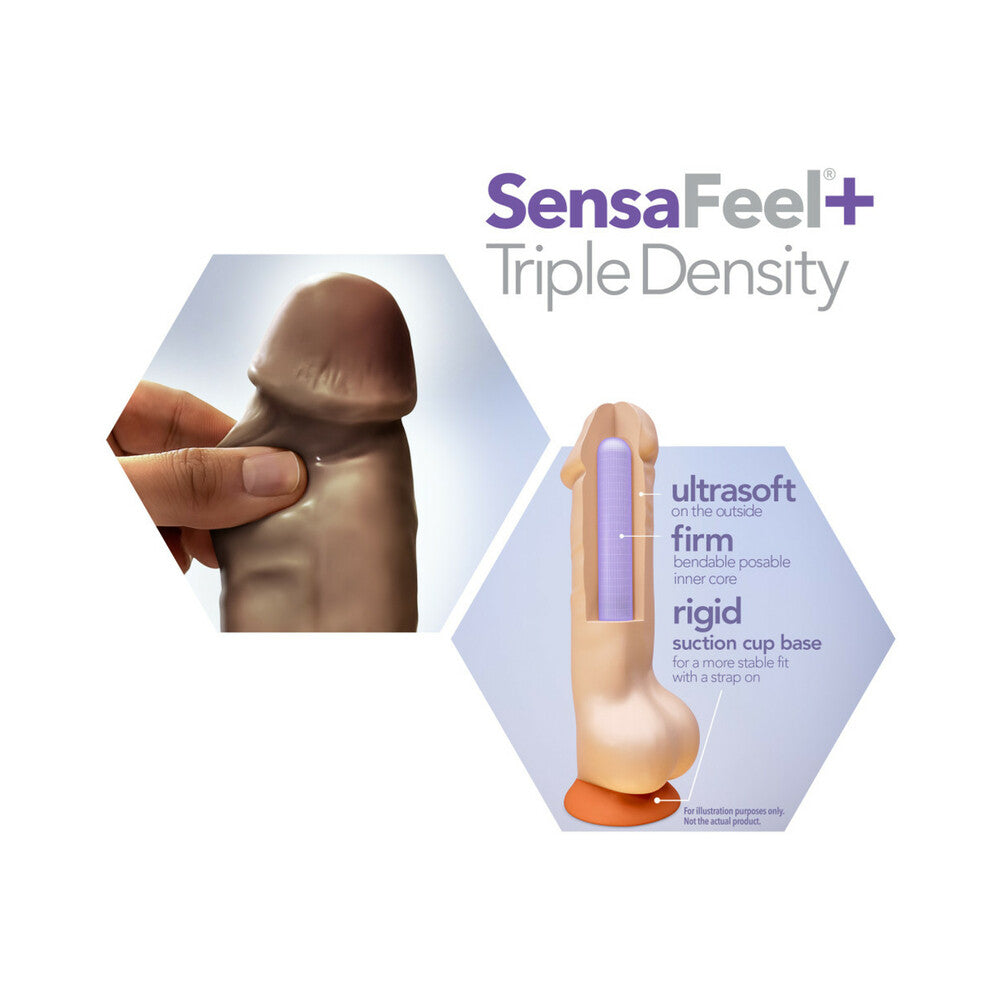 Dr. Skin Plus Thick 8 in. Triple Density Posable Dildo Brown