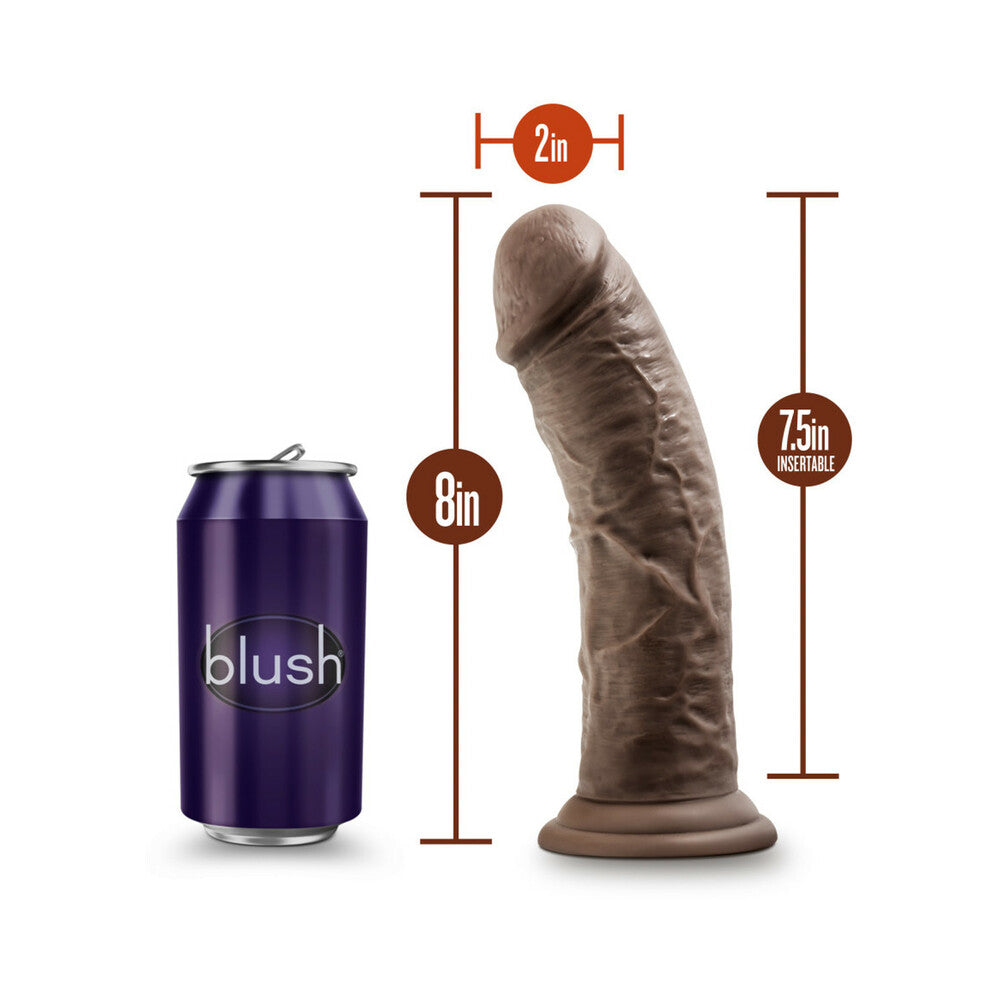 Dr. Skin Plus Thick 8 in. Triple Density Posable Dildo Brown