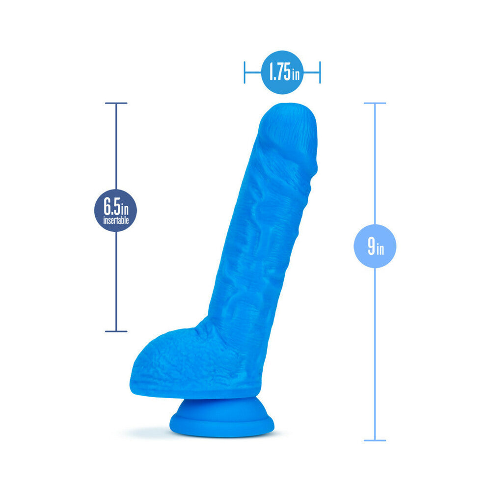 Neo 9in Dual Density Dildo Neon Blue