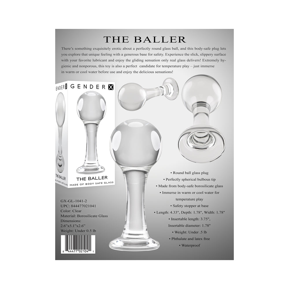 GX Baller Round Glass Anal Plug Clear