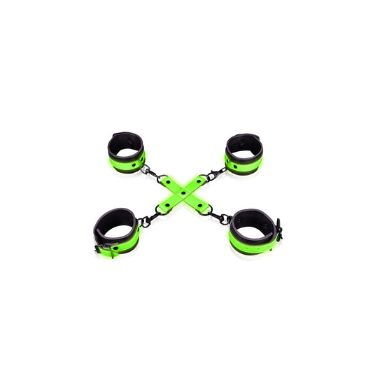 Ouch GITD Hand & Ankle Cuffs Hogtie Grn