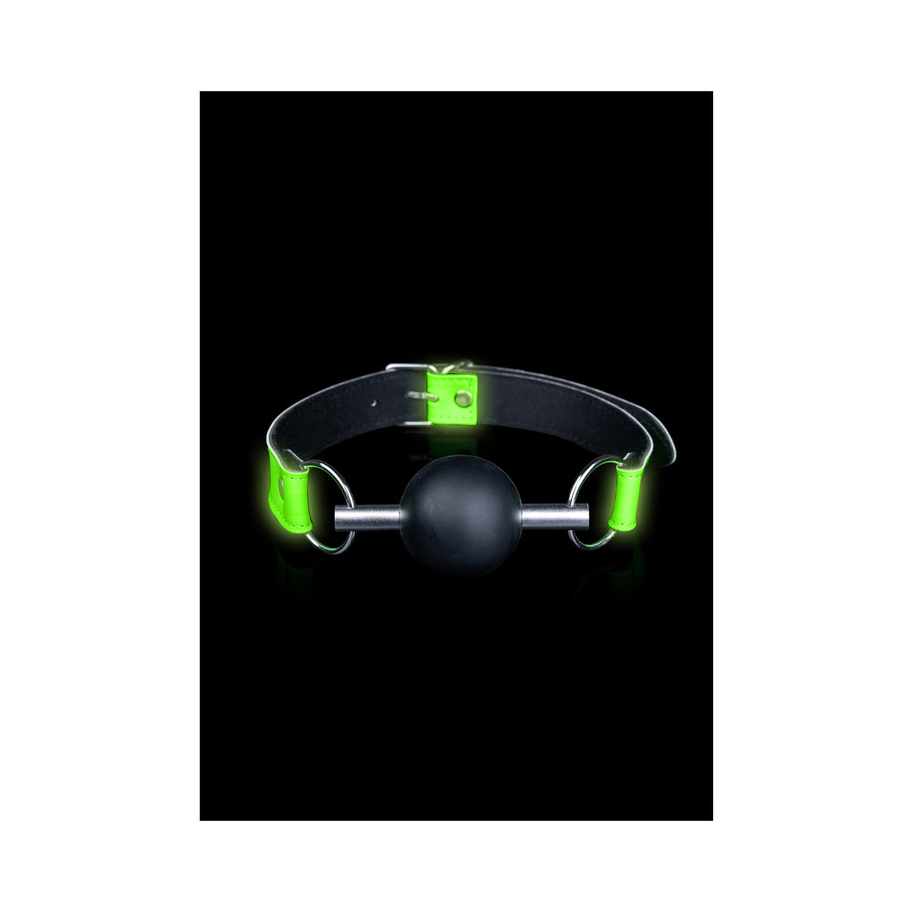 Ouch GITD Solid Ball Gag Neon Green