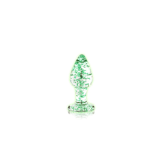 Ouch GITD Glass Anal Plug Clear Medium