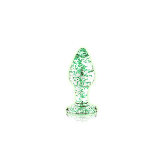 Ouch GITD Glass Anal Plug Clear Large