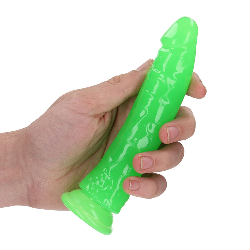 Realrock GITD Slim 6in Dildo Neon Green