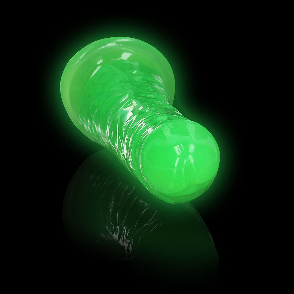 Realrock GITD Slim 6in Dildo Neon Green