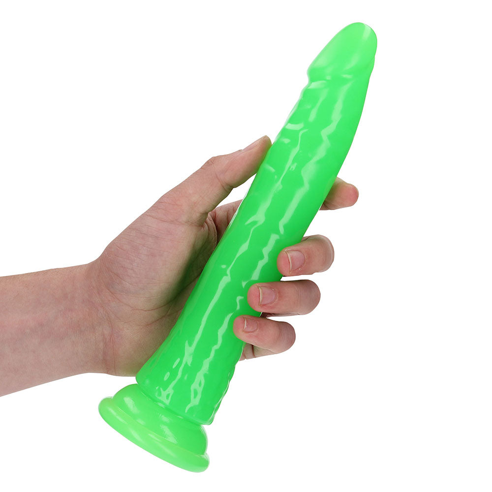 Realrock GITD Slim 9in Dildo Neon Green