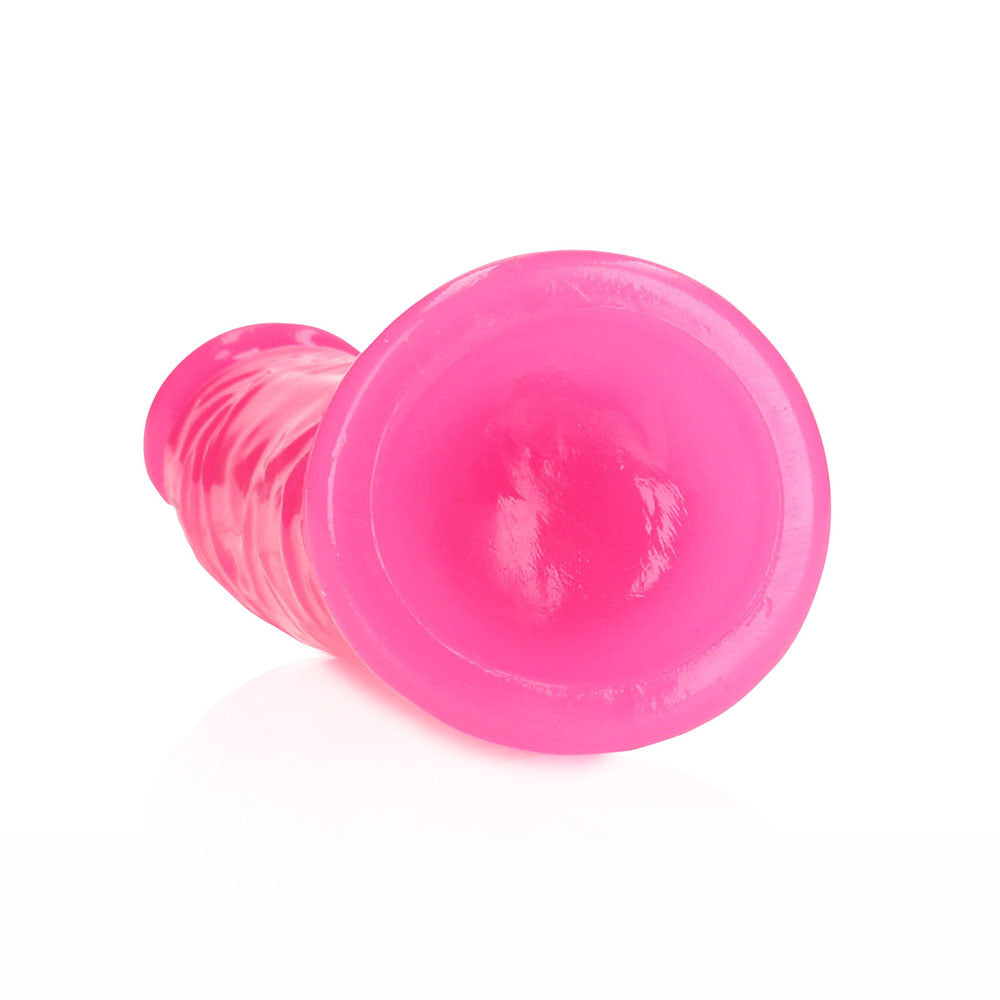 Realrock GITD Slim 6in Dildo Neon Pink